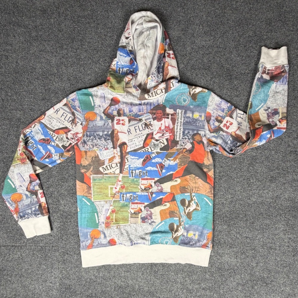 Jordan Flight All Over Print Michael Jordan Collage Hoodie Mens XL Youth Multi